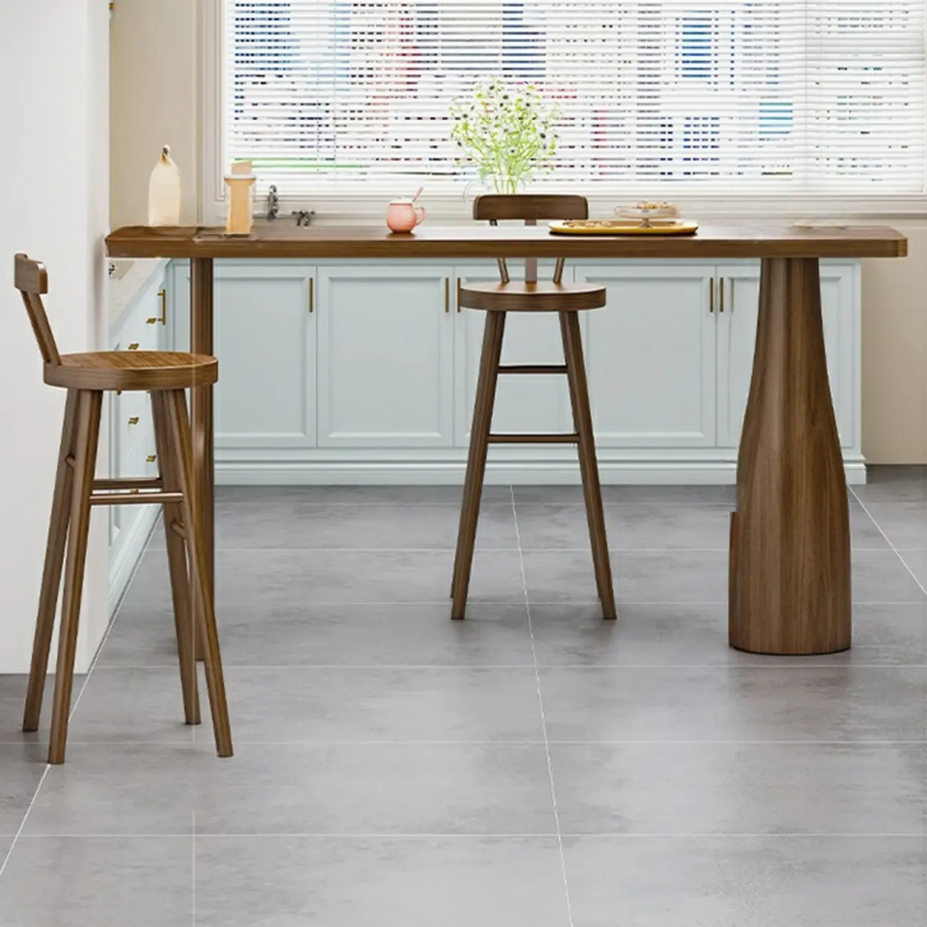 Modern Pine Wood Bar Set with Upholstered Chairs Image - 4 | homeyfad