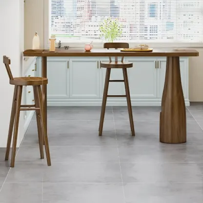 Modern Pine Wood Bar Set with Upholstered Chairs Image - 4