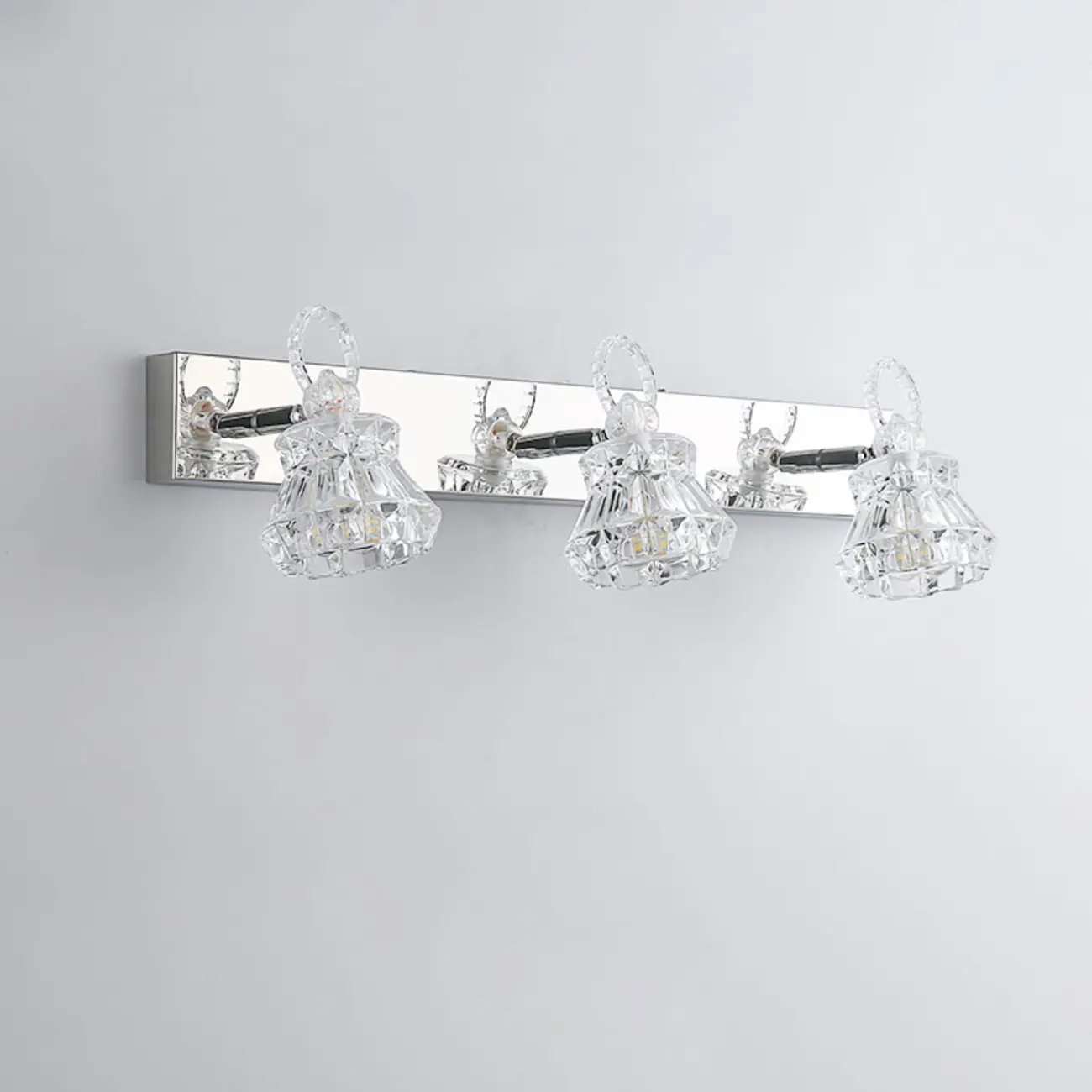 Luxury 3 Heads Silver Vanity Light with Clear Glass for Bathroom Image - 12 | homeyfad