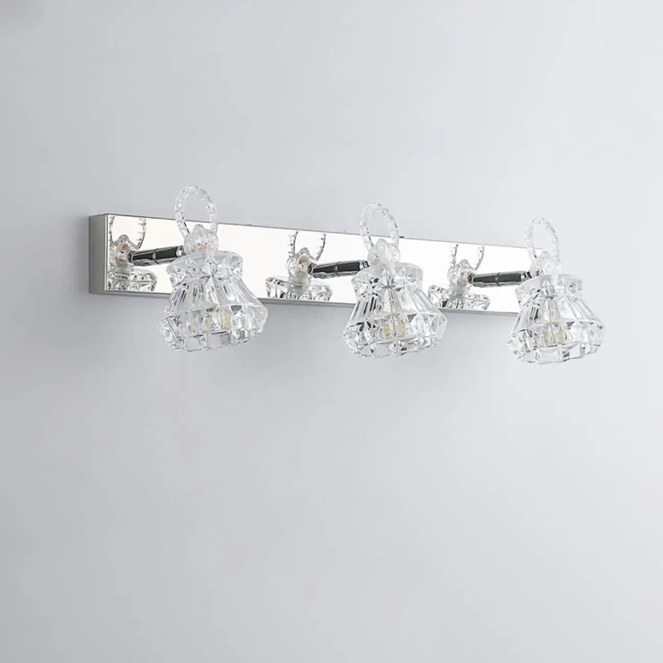 Luxury 3 Heads Silver Vanity Light with Clear Glass for Bathroom Image - 12