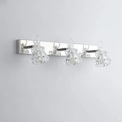 Luxury 3 Heads Silver Vanity Light with Clear Glass for Bathroom Image - 12