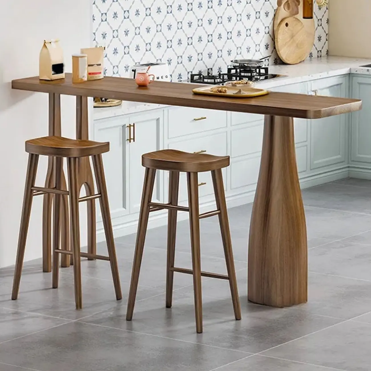 Modern Pine Wood Bar Set with Upholstered Chairs Image - 5 | homeyfad