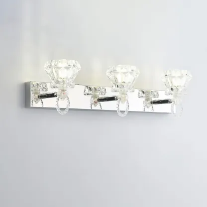 Luxury 3 Heads Silver Vanity Light with Clear Glass for Bathroom Image - 13