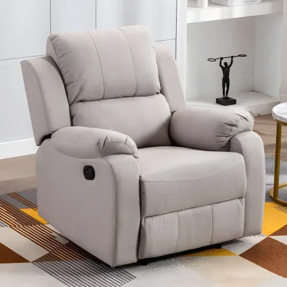 Manual Swivel Rocking Recliner Chair with Padded Armrests for Living Room Image - 20