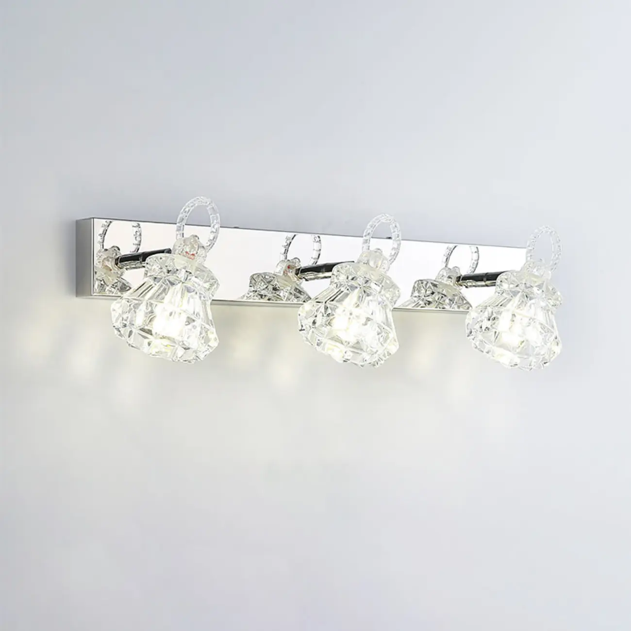 Luxury 3 Heads Silver Vanity Light with Clear Glass for Bathroom Image - 15 | homeyfad
