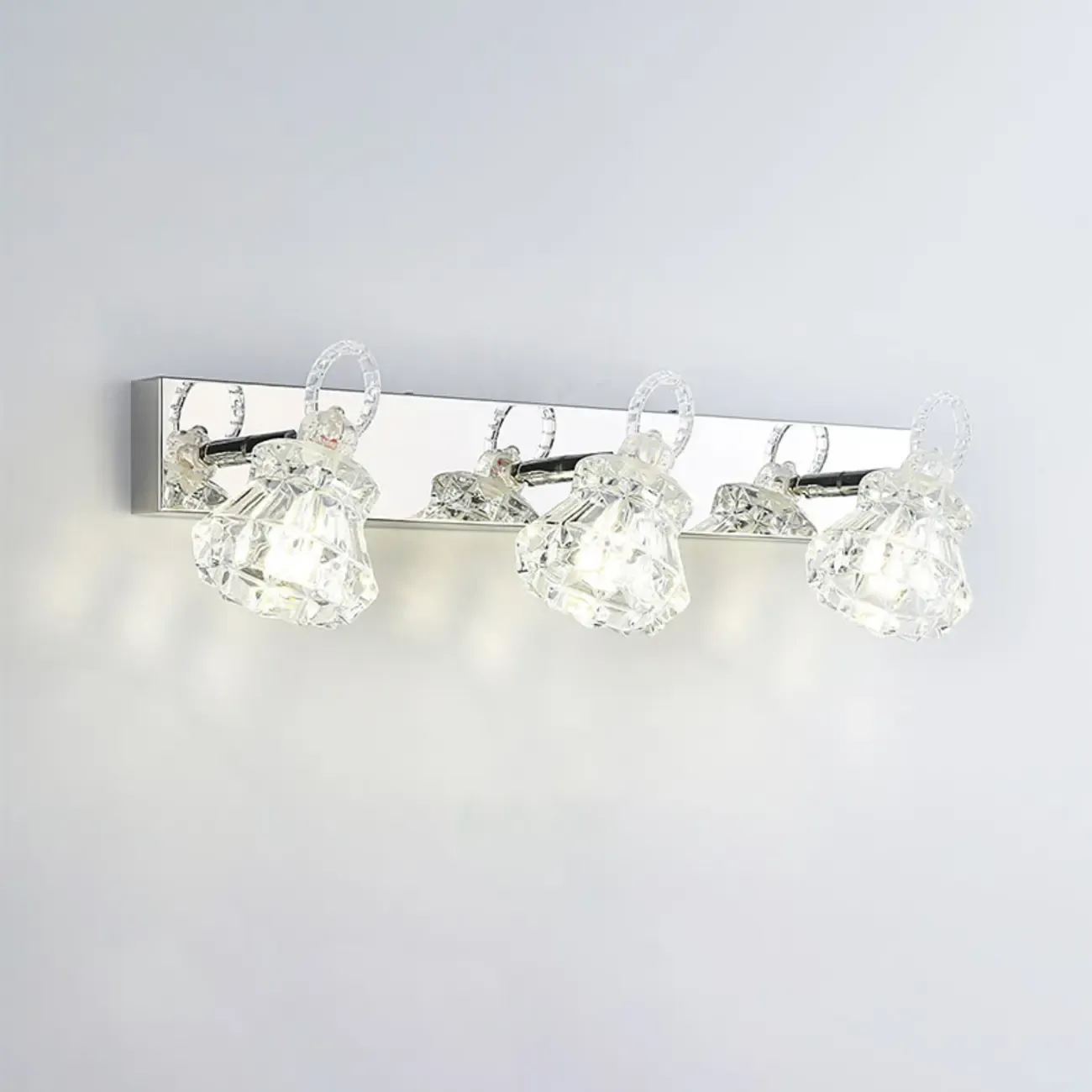 Luxury 3 Heads Silver Vanity Light with Clear Glass for Bathroom Image - 15