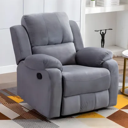Manual Swivel Rocking Recliner Chair with Padded Armrests for Living Room Image - 21