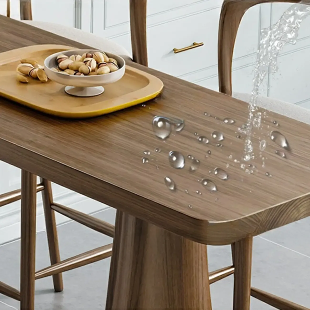 Modern Pine Wood Bar Set with Upholstered Chairs Image - 9