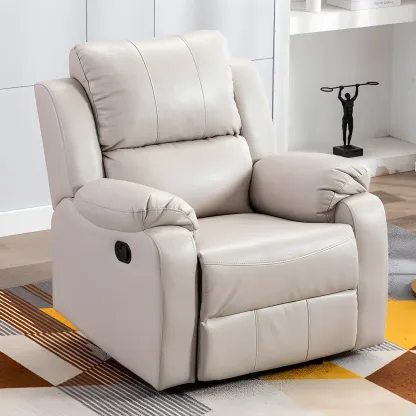 Manual Swivel Rocking Recliner Chair with Padded Armrests for Living Room Image - 22