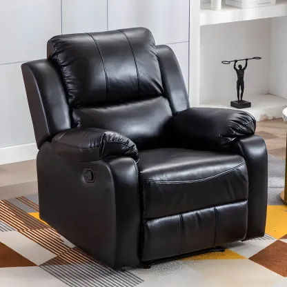 Manual Swivel Rocking Recliner Chair with Padded Armrests for Living Room Image - 23