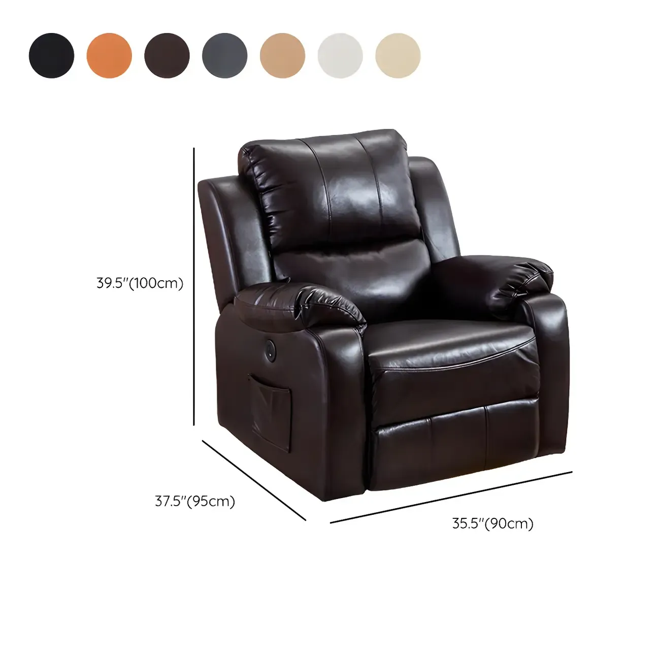 Manual Swivel Rocking Recliner Chair with Padded Armrests for Living Room #size