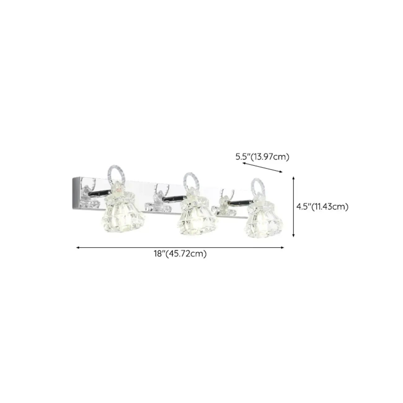 Luxury 3 Heads Silver Vanity Light with Clear Glass for Bathroom Image - 20