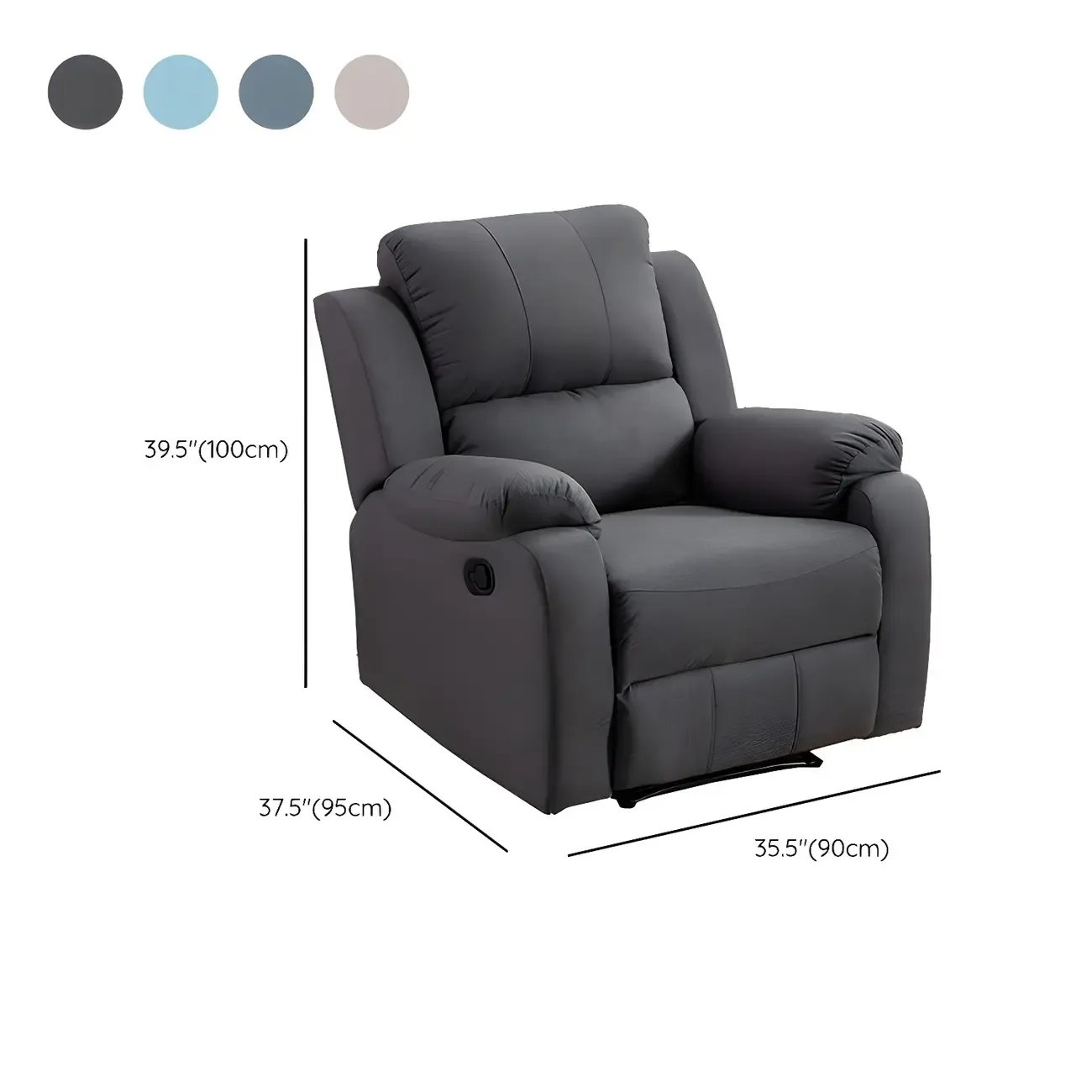 Manual Swivel Rocking Recliner Chair with Padded Armrests for Living Room Image - 25