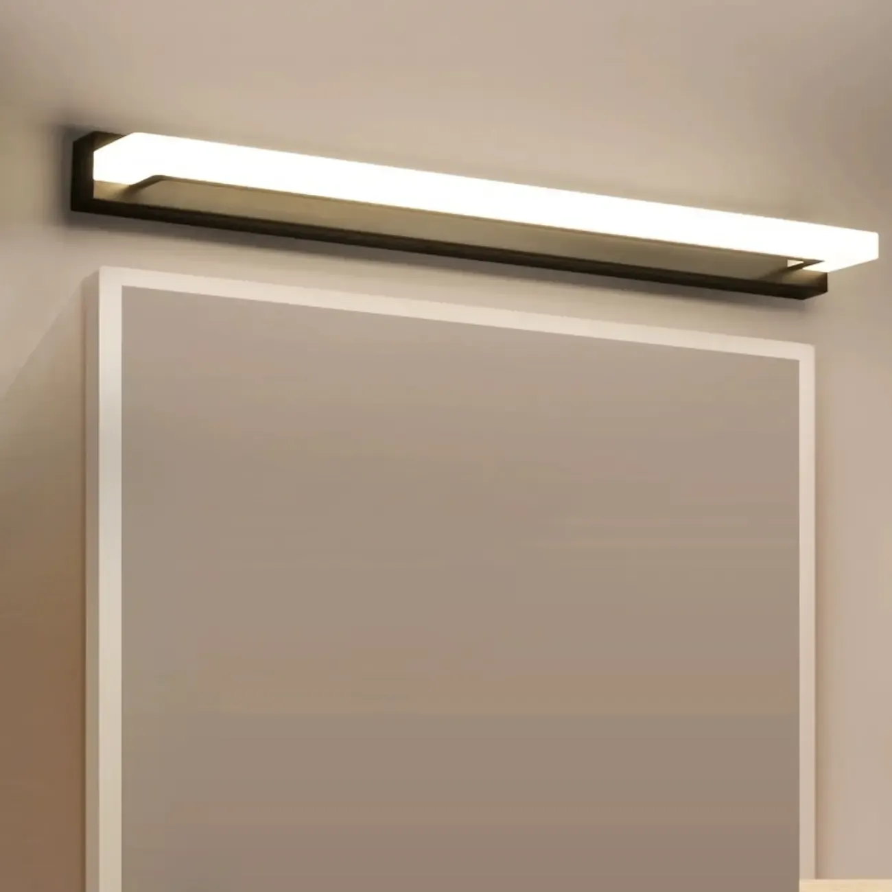 Modern Black Dimmable Acrylic LED Vanity Light with Metal Base for Bathroom Image - 1