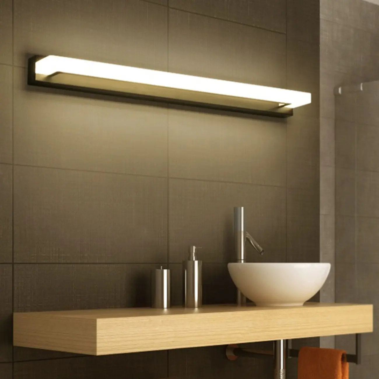 Modern Black Dimmable Acrylic LED Vanity Light with Metal Base for Bathroom Image - 3 | homeyfad