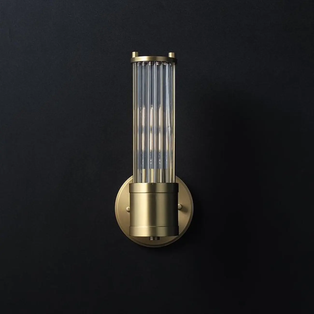 Modern Gold Cylinder Metal Vanity Light with Clear Stripe Glass for Decor Image - 7 | homeyfad