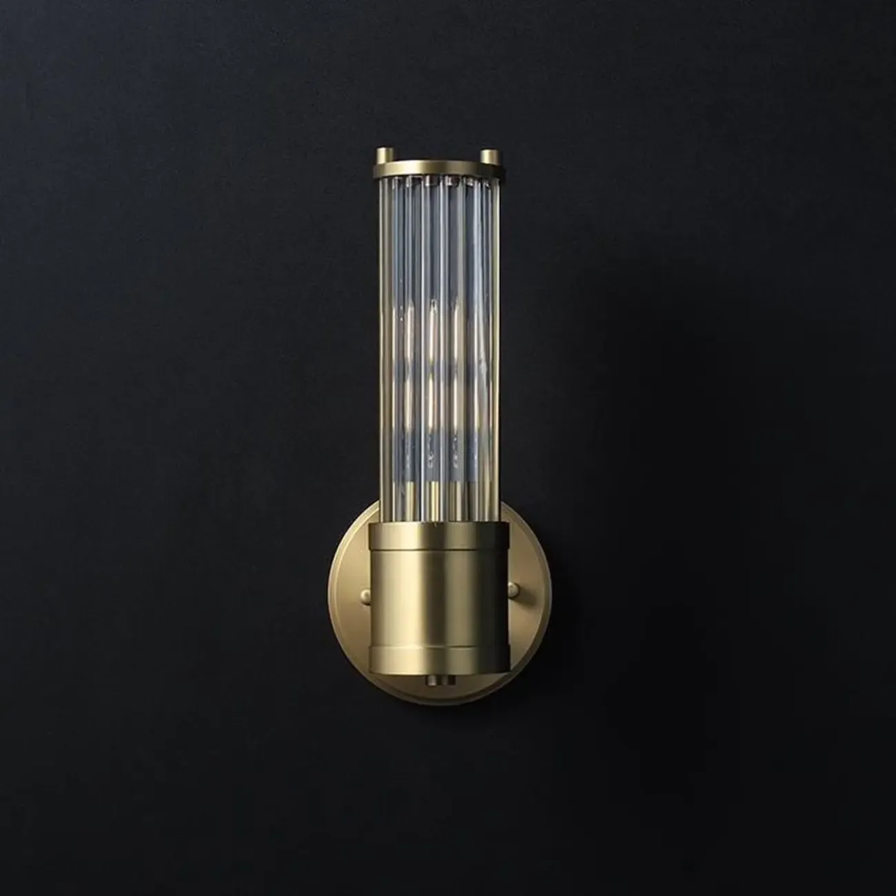 Modern Gold Cylinder Metal Vanity Light with Clear Stripe Glass for Decor Image - 7