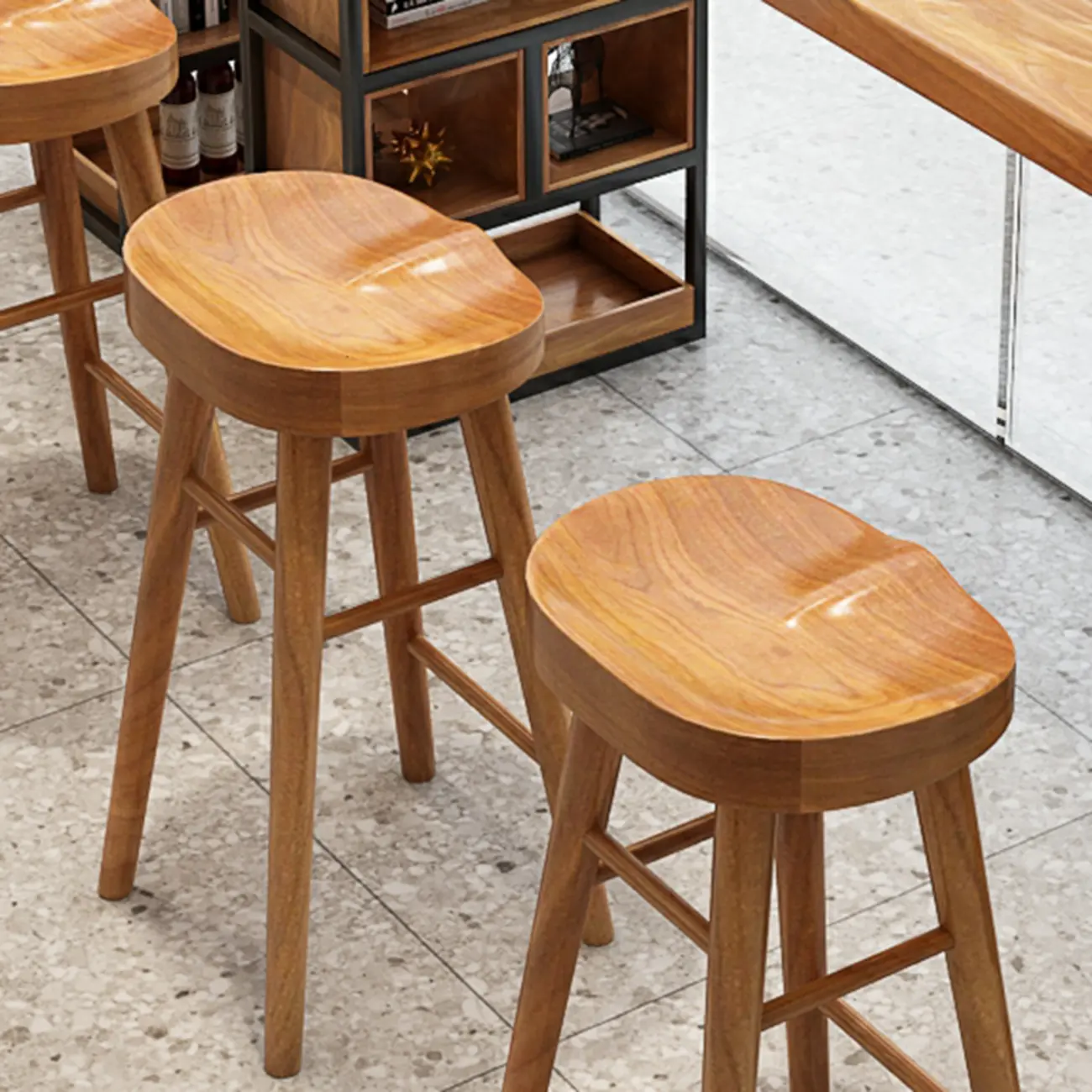 Elegant Pub Table with Wooden Top and Storage Shelves Image - 6 | homeyfad