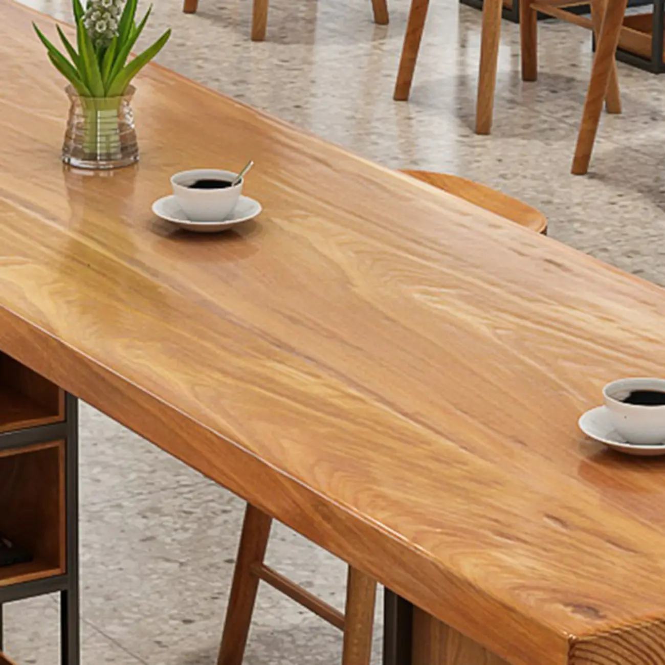 Elegant Pub Table with Wooden Top and Storage Shelves Image - 7 | homeyfad