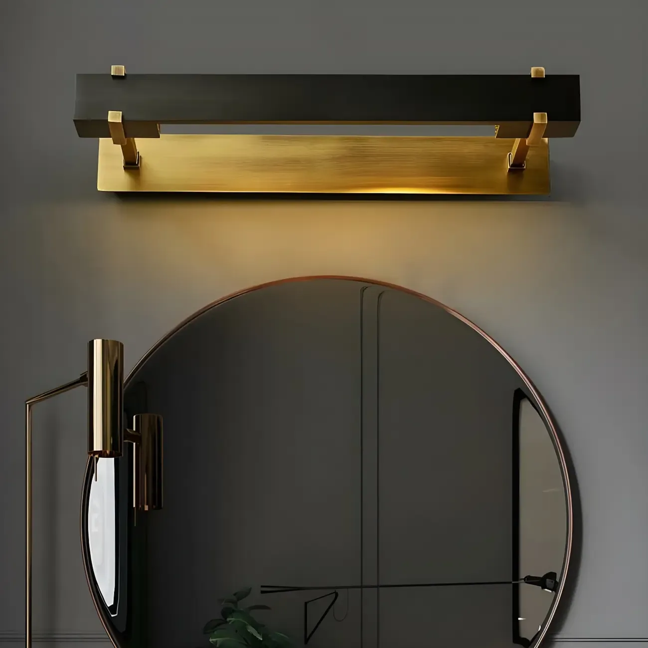 Black Metal Square Vanity Light with Gold Bracket for Home Decor Image - 1