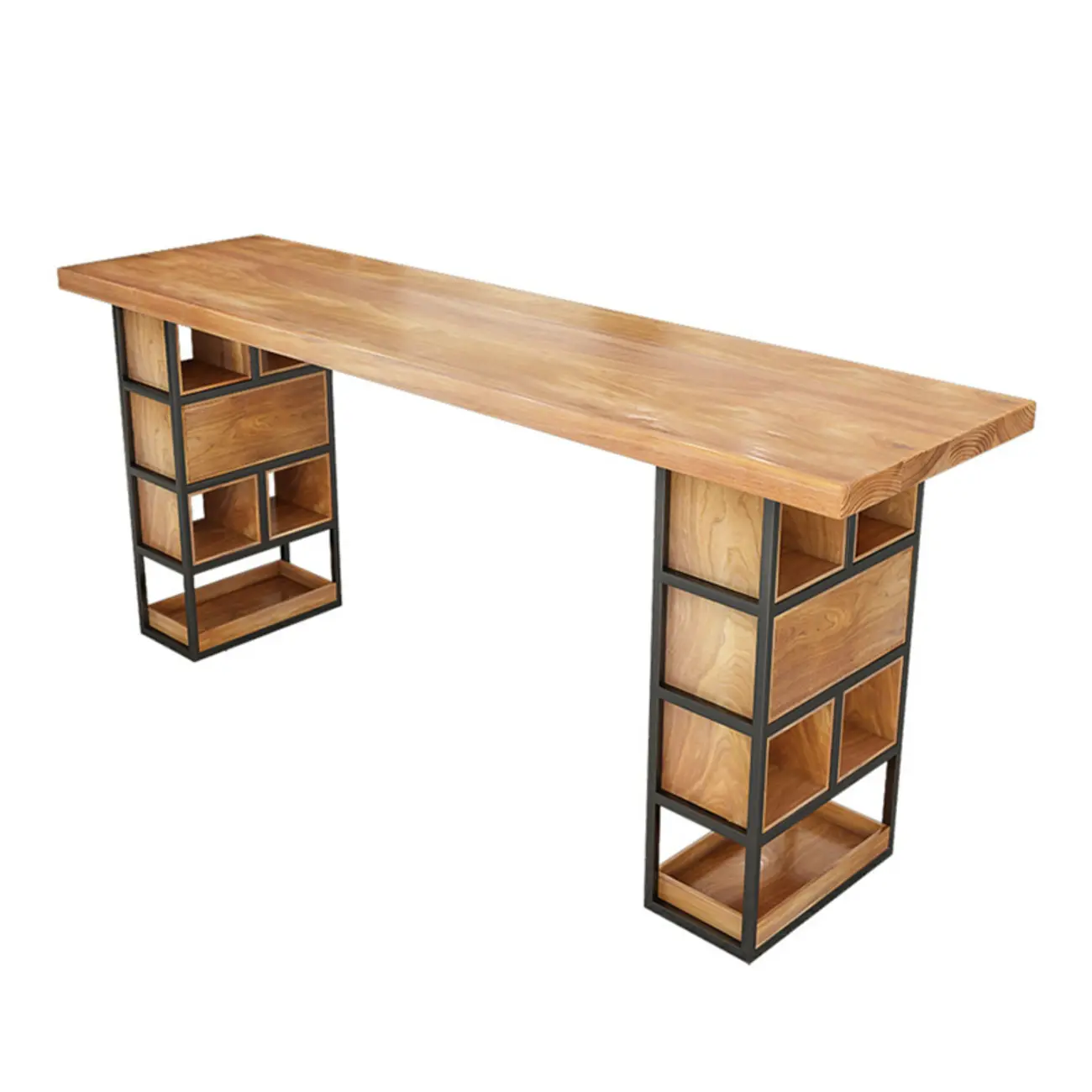 Elegant Pub Table with Wooden Top and Storage Shelves Image - 9 | homeyfad