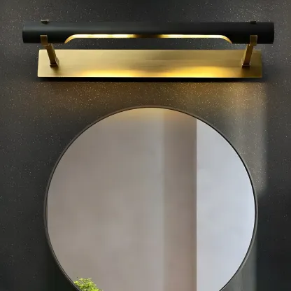 Black Metal Square Vanity Light  with Gold Bracket for Home Decor Image - 4
