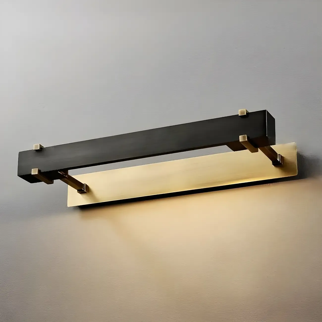 Black Metal Square Vanity Light with Gold Bracket for Home Decor Image - 8