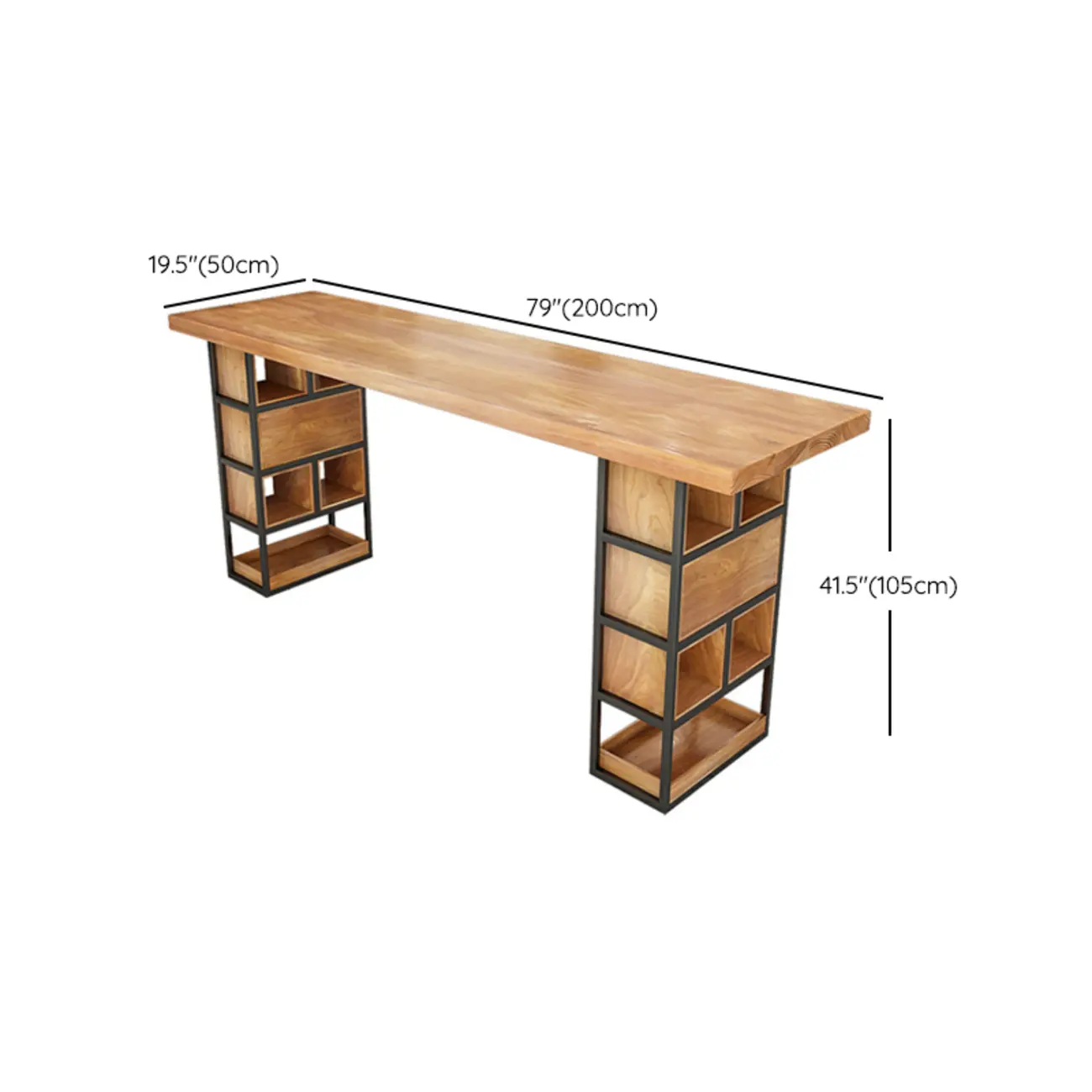 Elegant Pub Table with Wooden Top and Storage Shelves Image - 15 | homeyfad