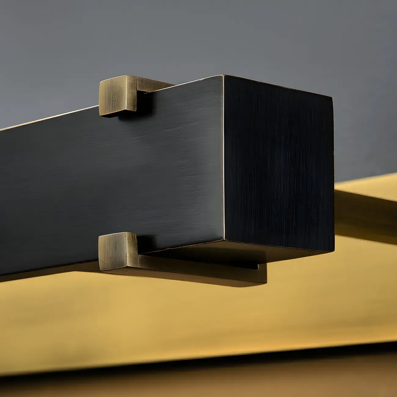 Black Metal Square Vanity Light with Gold Bracket for Home Decor Image - 12