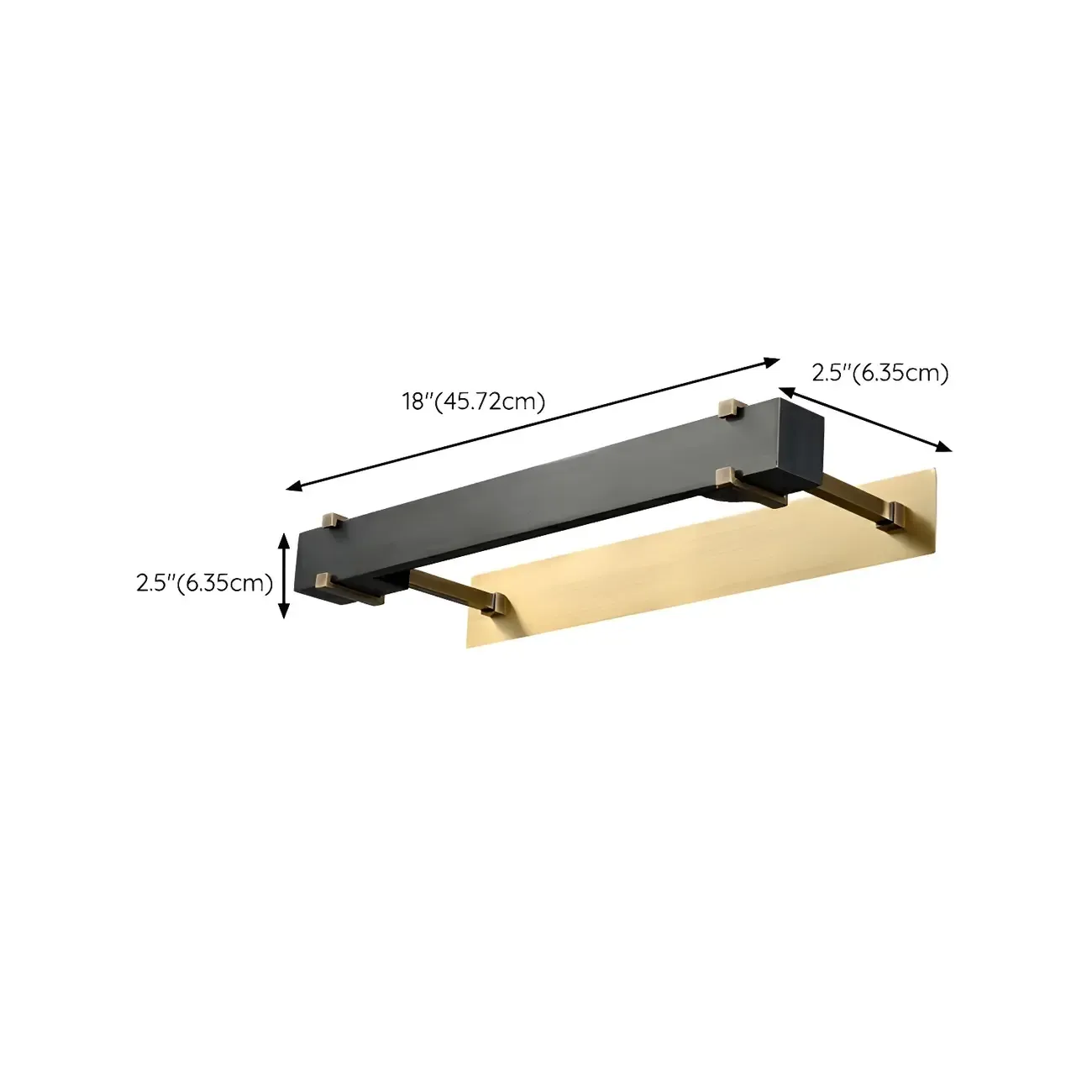 Black Metal Square Vanity Light with Gold Bracket for Home Decor Image - 14