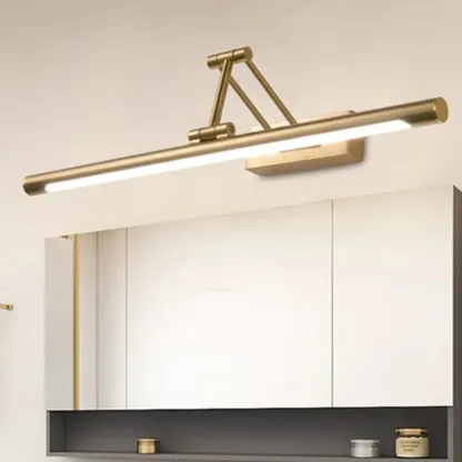 Walnut Dimmable Linear Vanity Light with Swing Arm for Bathroom Image - 4