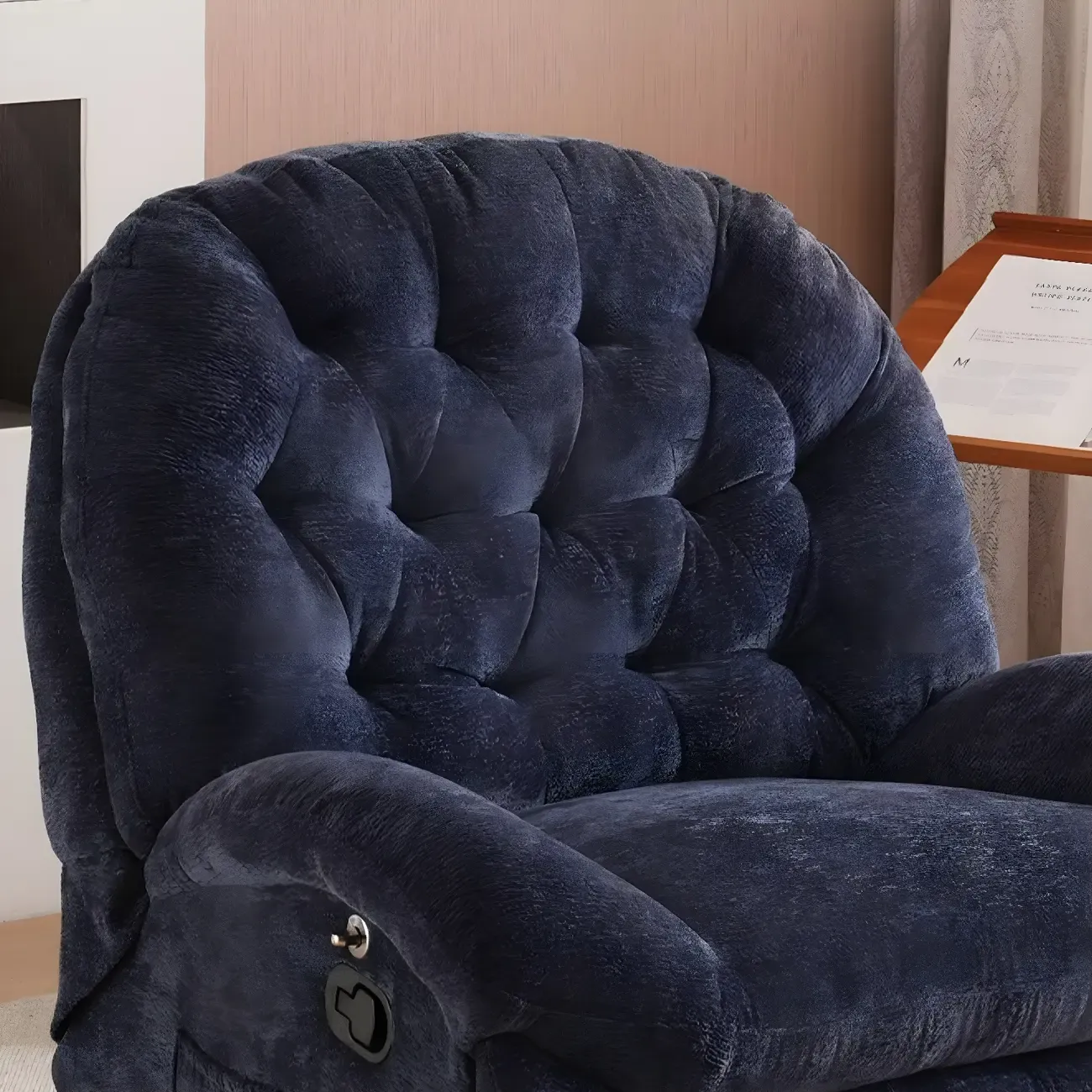 Modern Tufted Upholstery Swivel Rocker Recliner Chair with Flexible Foot/Back Image - 5