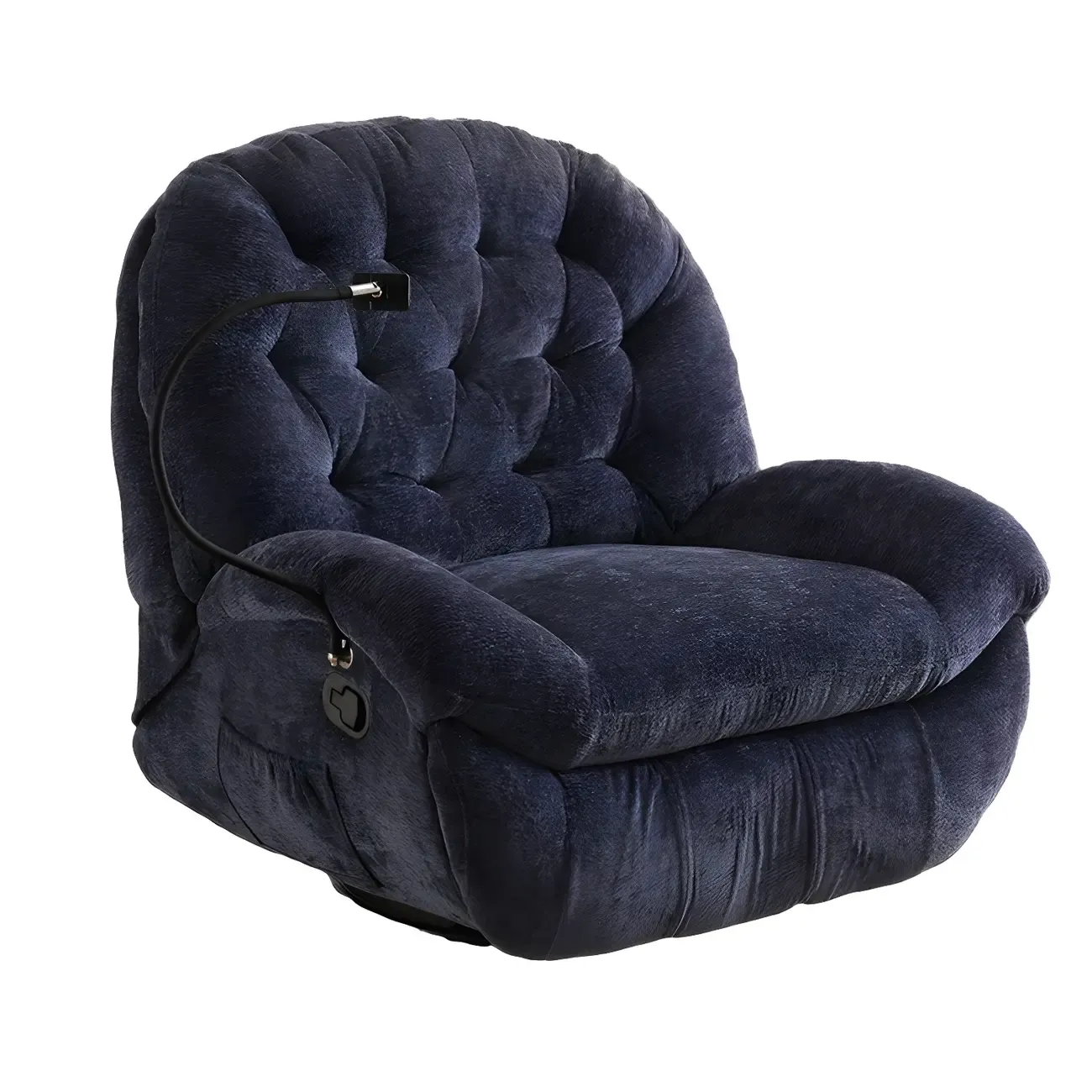 Modern Tufted Upholstery Swivel Rocker Recliner Chair with Flexible Foot/Back Image - 11