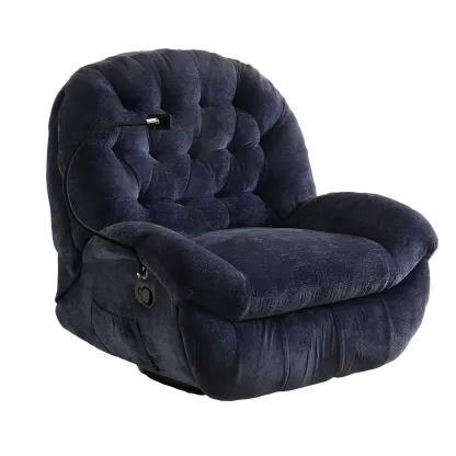 Modern Tufted Upholstery Swivel Rocker Recliner Chair with Flexible Foot/Back Image - 11