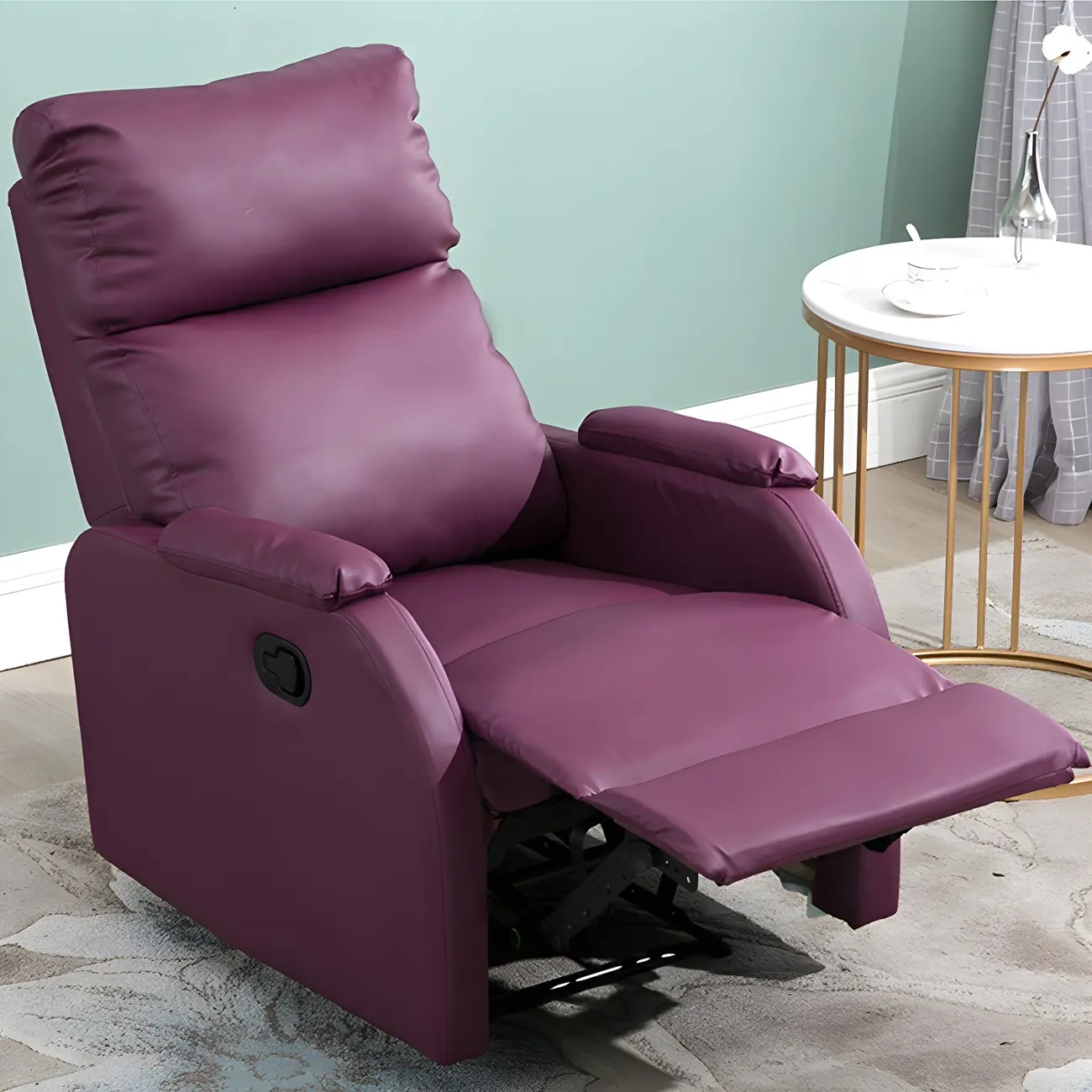 Elegant Manual Recliner Chair with Locking Back Angle Adjustment and Lumbar Support Image - 1 | homeyfad