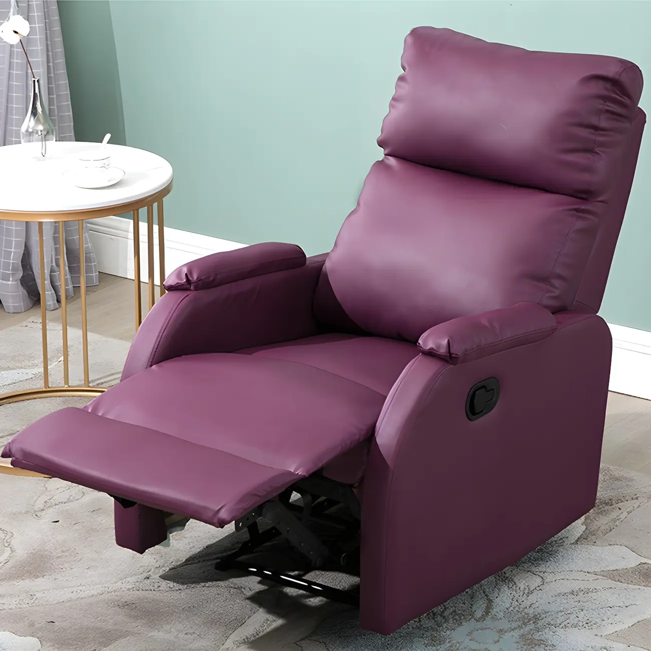 Elegant Manual Recliner Chair with Locking Back Angle Adjustment and Lumbar Support Image - 2 | homeyfad