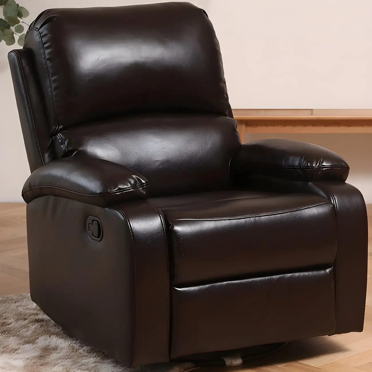 Modern Faux Leather Upholstered Recliner Swivel Rocker for Living Room Image - 1 | homeyfad