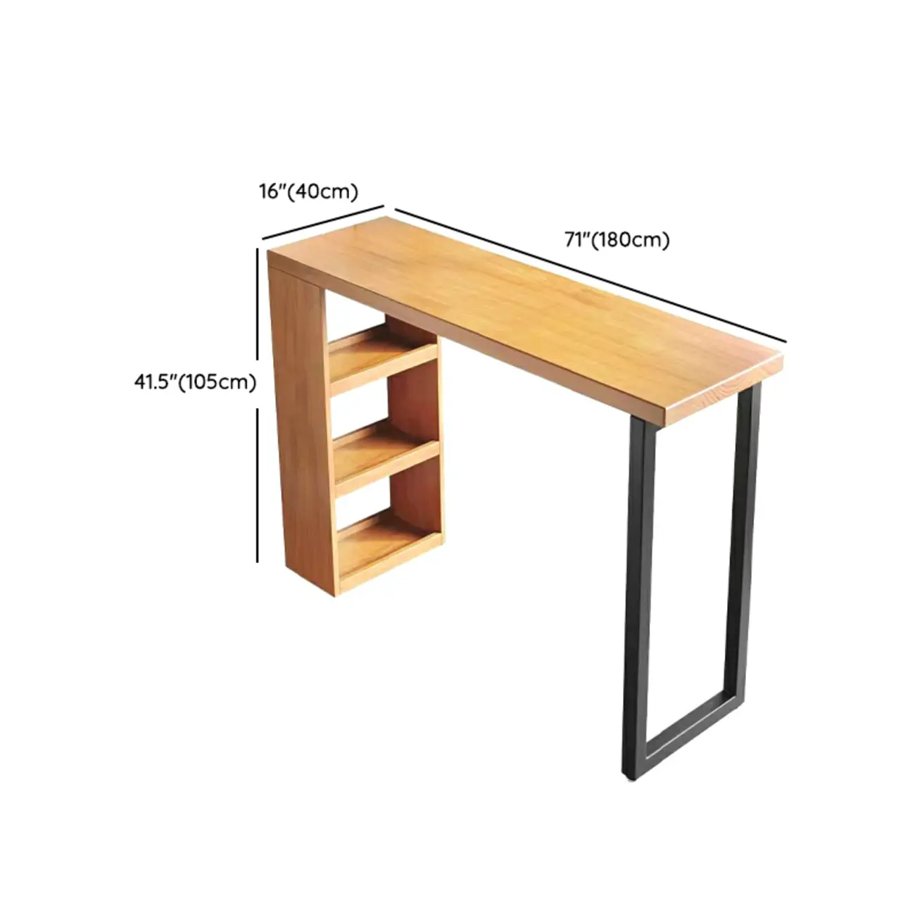 Natural Wood Bar Table with Storage Shelf and Footrest Image - 15 | homeyfad