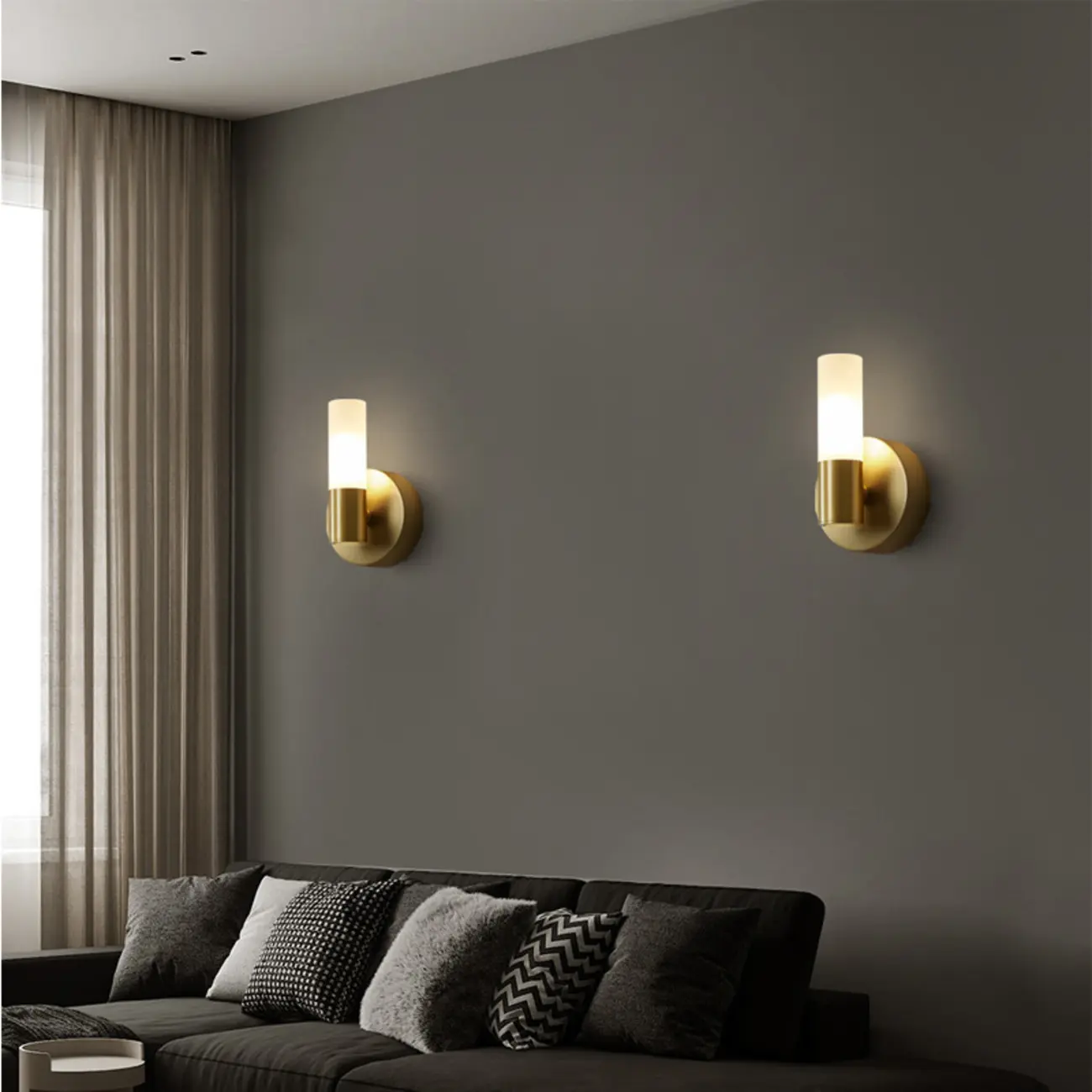 Modern Milk Glass Cylinder Wall Light with Gold Base for Home Decor Image - 3 | homeyfad