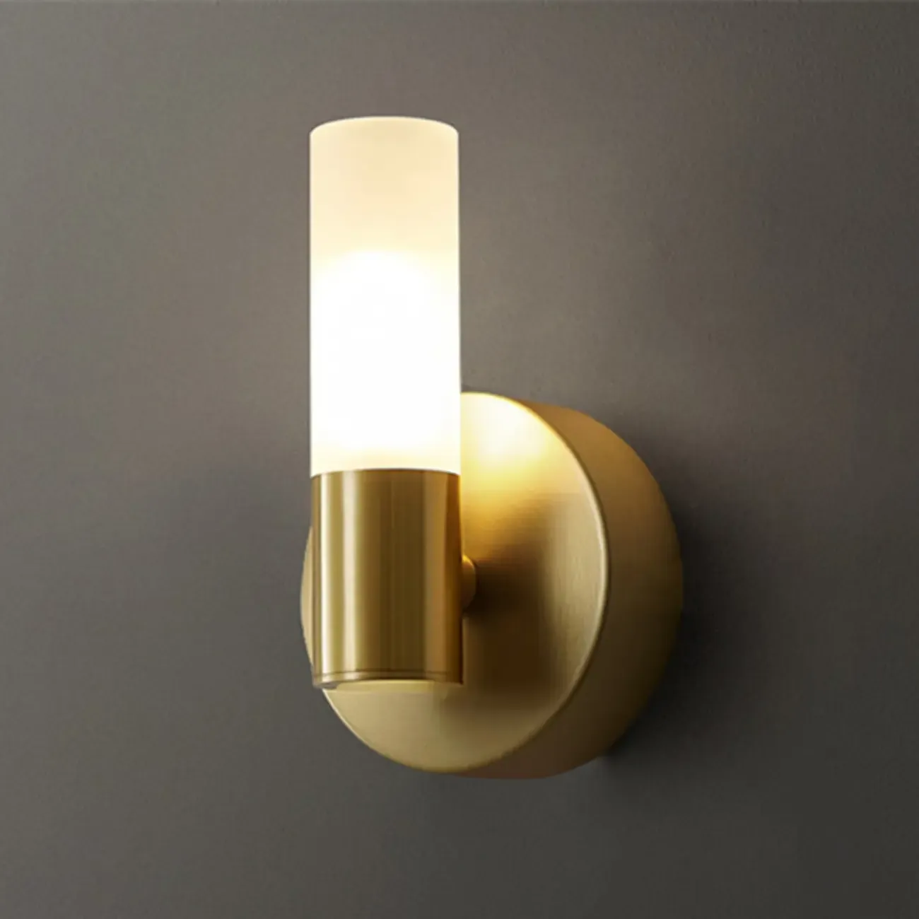 Modern Gold Milk Glass Cylinder Wall Light for Home Decor | HomeyFad