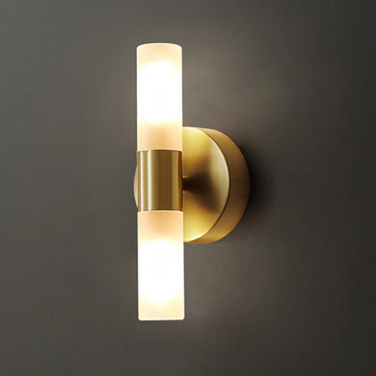 Modern Milk Glass Cylinder Wall Light with Gold Base for Home Decor Image - 7 | homeyfad
