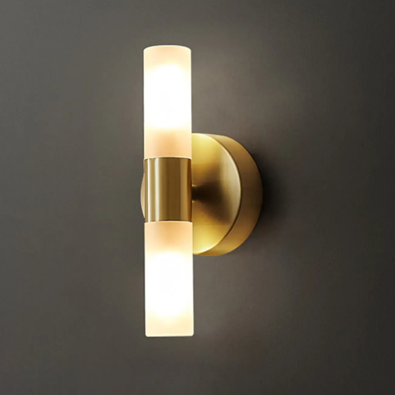 Modern Milk Glass Cylinder Wall Light with Gold Base for Home Decor Image - 7