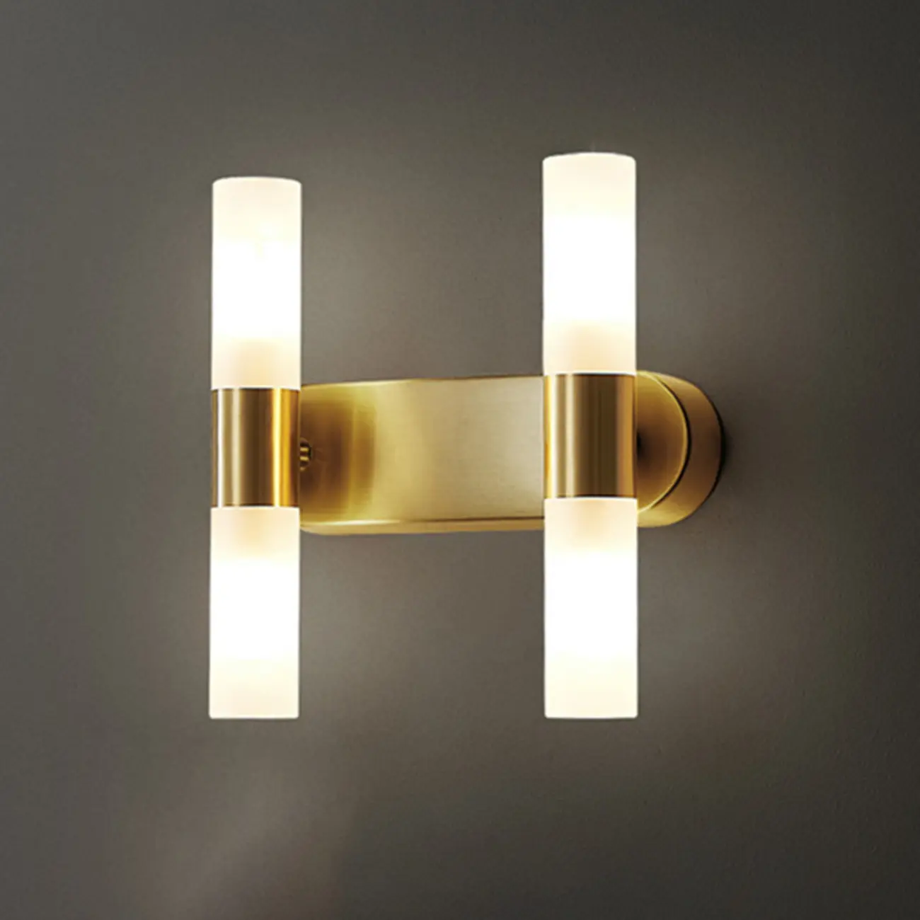 Modern Milk Glass Cylinder Wall Light with Gold Base for Home Decor Image - 8 | homeyfad