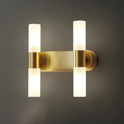Modern Milk Glass Cylinder Wall Light with Gold Base for Home Decor Image - 8