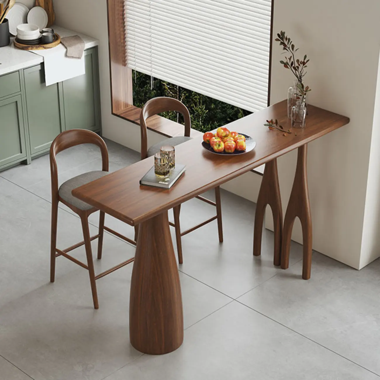 Modern Wood Bar Set with Cushioned Stools and Footrest Image - 1 | homeyfad