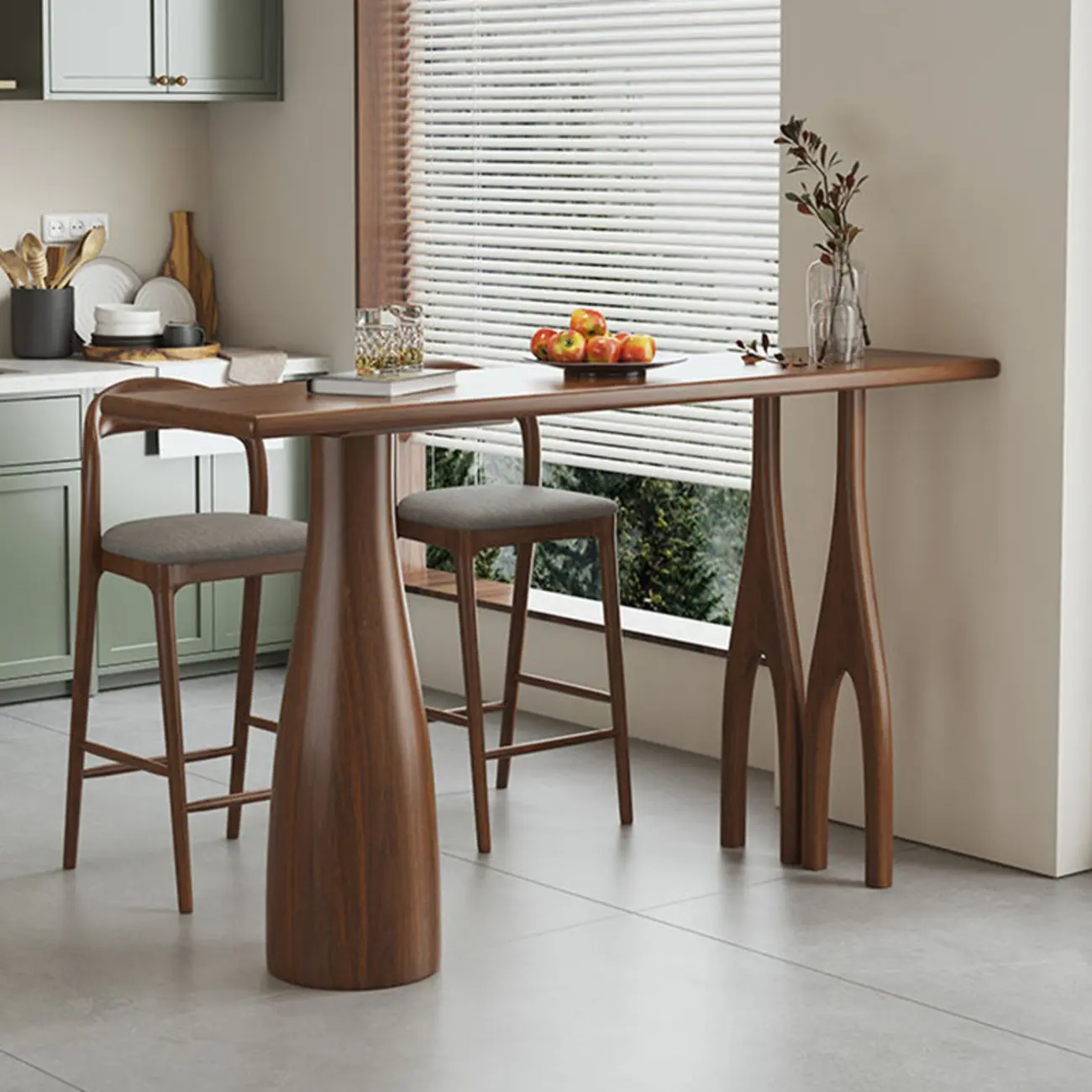 Modern Wood Bar Set with Cushioned Stools and Footrest Image - 2 | homeyfad