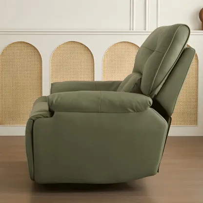 Modern Super Soft  Faux Leather Swivel and Rocker Manual Recliner Chair with Footrest Image - 5