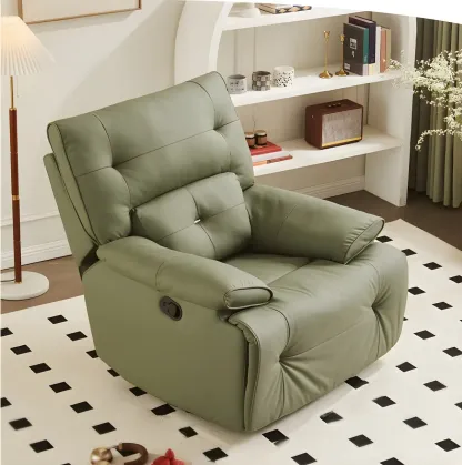 Modern Super Soft  Faux Leather Swivel and Rocker Manual Recliner Chair with Footrest Image - 7