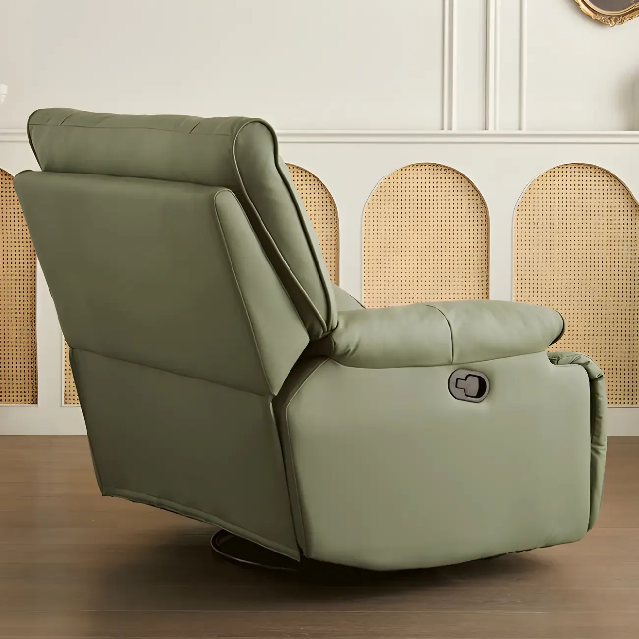 Modern Super Soft Faux Leather Swivel and Rocker Manual Recliner Chair with Footrest Image - 9