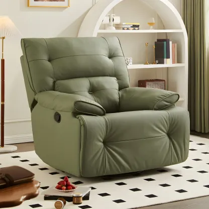 Modern Super Soft  Faux Leather Swivel and Rocker Manual Recliner Chair with Footrest Image - 10